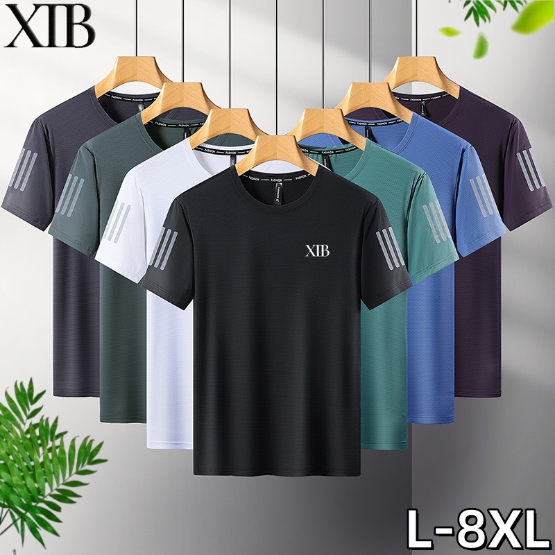 [สวมใส่ 65-110 กก.] L-8XL XTB ฤดูร้อน Plus ขนาด Quick-Drying Breathable Casual เสื้อยืดแขนสั้นผู้ชาย