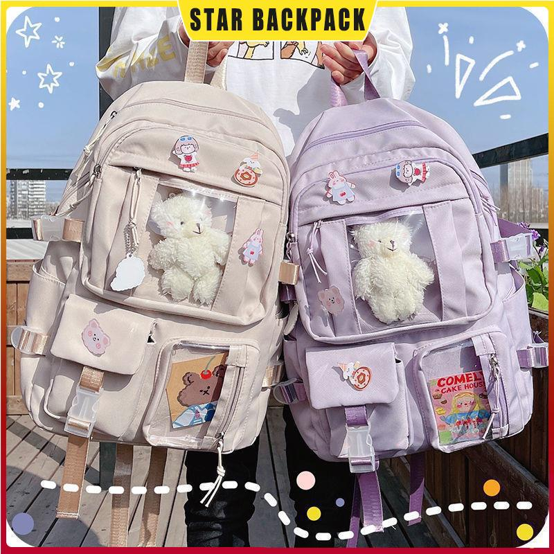 กระเป๋าเป้สไตล์เกาหลี กระเป๋านักเรียน กระเป๋าผู้หญิง กระเป๋ากันน้ํา กระเป๋าเป้ความจุขนาดใหญ่