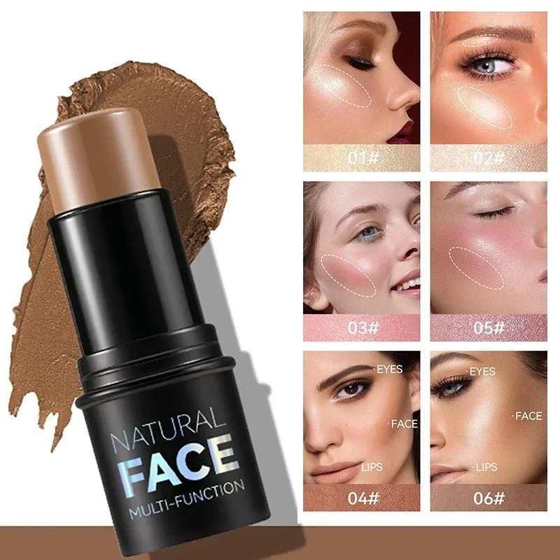 แต่งหน้า Face Contouring Bronzer Stick Multifunctional Highlighter Brightening Silkworm Blusher Rouge Cream ปรับเปลี่ยนคอนซีลเลอร์ปากกา