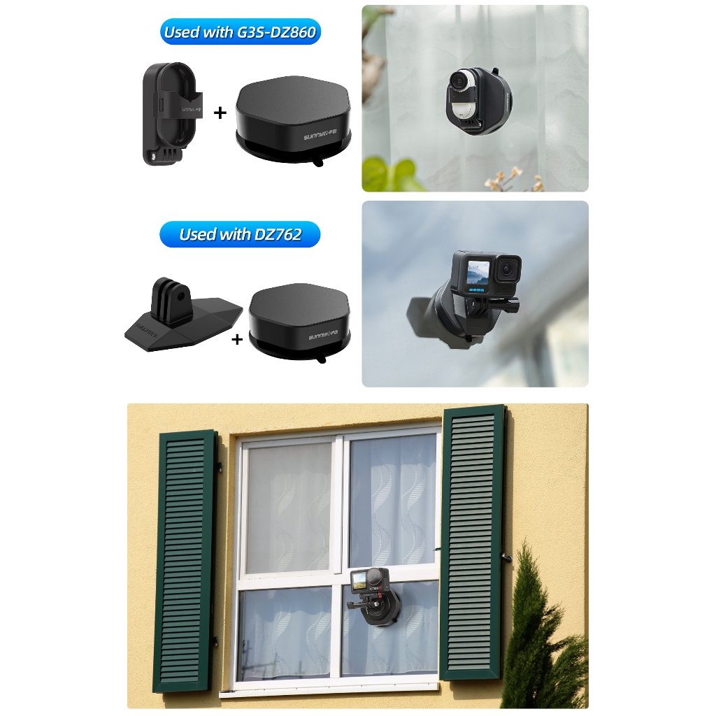ฐานอะแดปเตอร์ถ้วยดูดกล้องกีฬาสากลสําหรับ DJI pocket 3/Action 5 pro/insta360 x3 x4 go3s/gopro กล้อง Car Mount อุปกรณ์เสริม
