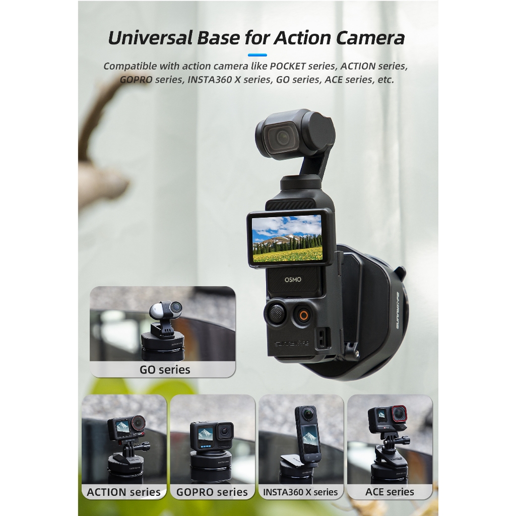 ฐานอะแดปเตอร์ถ้วยดูดกล้องกีฬาสากลสําหรับ DJI pocket 3/Action 5 pro/insta360 x3 x4 go3s/gopro กล้อง Car Mount อุปกรณ์เสริม