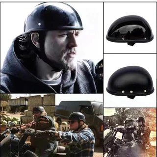 หมวกกันน็อคครึ่งใบ หมวกกันน็อคมอเตอร์ไซค์วินเทจ Retro Racer Scooter สีดําด้าน EPS ซับใน DOT ได้รับการรับรอง