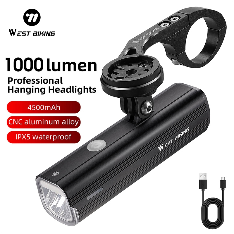 WEST BIKING 1000 Lumen Super Bright LED ไฟหน้าจักรยานกันน้ํา MTB จักรยานเสือหมอบไฟหน้า USB ชาร์จขี่จักรยานไฟฉาย