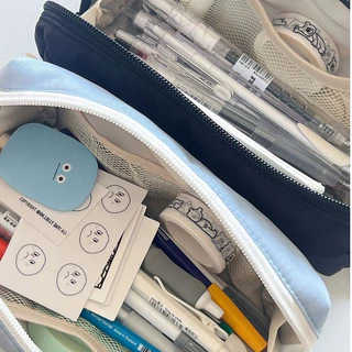 โอยา |D467 หมอนหมอนกล่องดินสอ อิน สีทึบสีดําสีฟ้าหลายชั้นกระเป๋าเครื่องเขียนนักเรียนกระเป๋าเก็บเครื่องเขียน