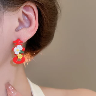 [Jewbeauty]ชุดต่างหูสร้อยคอดอกไม้สีสันสดใส ห่วงโซ่กระดูกไหปลาร้าดีไซน์ส่วนบุคคล สไตล์วันหยุด เค้นคอหวานและอ่อนโยน