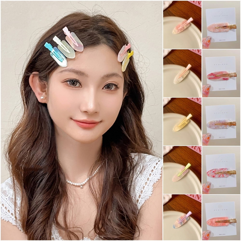 กิ๊บติดผมสีชมพูลายหินอ่อนประกายพร้อมไฟคลิปแต่งหน้าไม่มีรอยขีดข่วนไม่กินผม