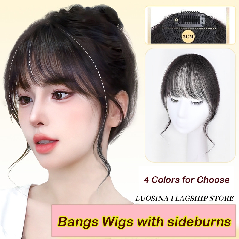 ผมปลอมหน้าม้า หน้าม้าปลอม หน้าม้าลอน สำหรับผู้หญิง หน้าม้าลอนปลอม หน้าม้าข้างปลอ