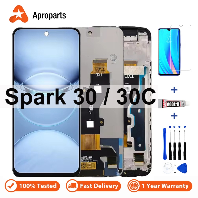 หน้าจอเดิมสําหรับ Tecno Spark 30 30C 5G KL8 KL8H kl5 kl5n จอแสดงผล LCD Touch Panel Digitizer Assembl