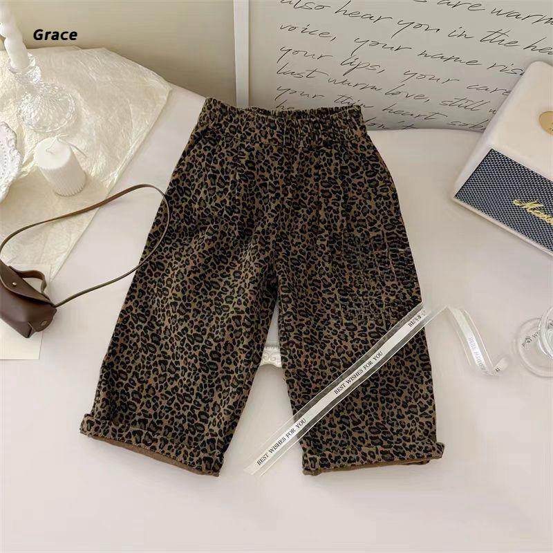 [Grace] (ในสต็อก) กางเกงเด็กผู้หญิง 2025 ใหม่สไตล์เด็กสบาย ๆ กางเกงพิมพ์เสือดาว..GR372# - รูปที่ 4