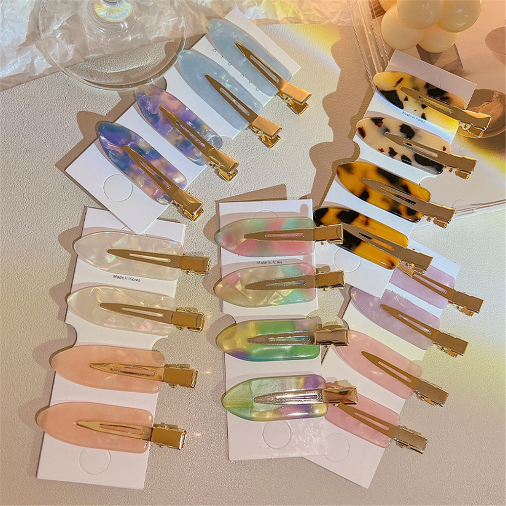 กรดอะซิติก Traceless Hairpin ผู้หญิงด้านข้าง Hairpin Duckbill คลิปแต่งหน้า Bangs ด้านข้างคลิปหน้าผากประณีตคลิปขนาดเล็ก Headwear - รูปที่ 3