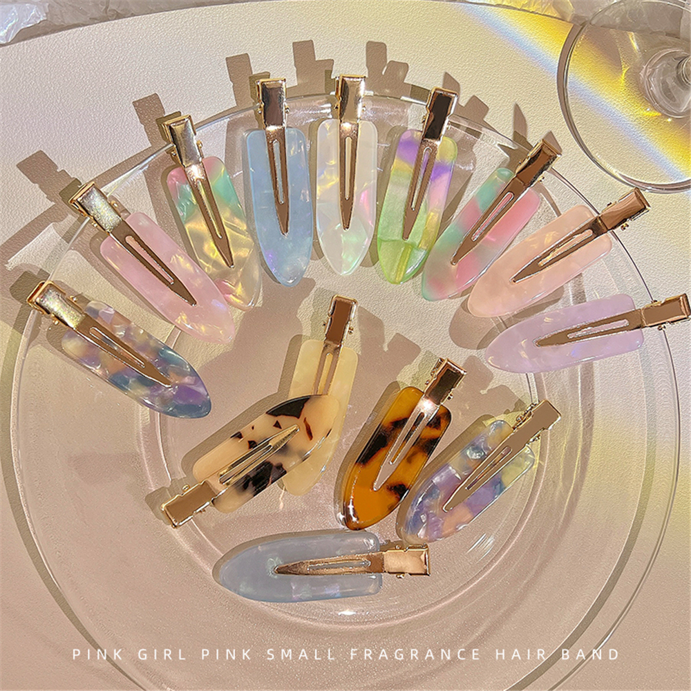 กรดอะซิติก Traceless Hairpin ผู้หญิงด้านข้าง Hairpin Duckbill คลิปแต่งหน้า Bangs ด้านข้างคลิปหน้าผากประณีตคลิปขนาดเล็ก Headwear