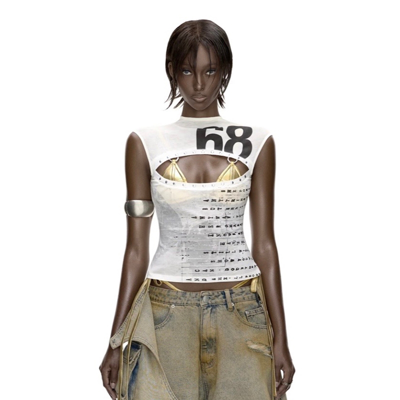 Cutenew Casual Vest Off Sleeves Skinny บุคลิกภาพ Niche Hot Chick ดูทินเนอร์แฟชั่นบรรยากาศสไตล์ Hot New