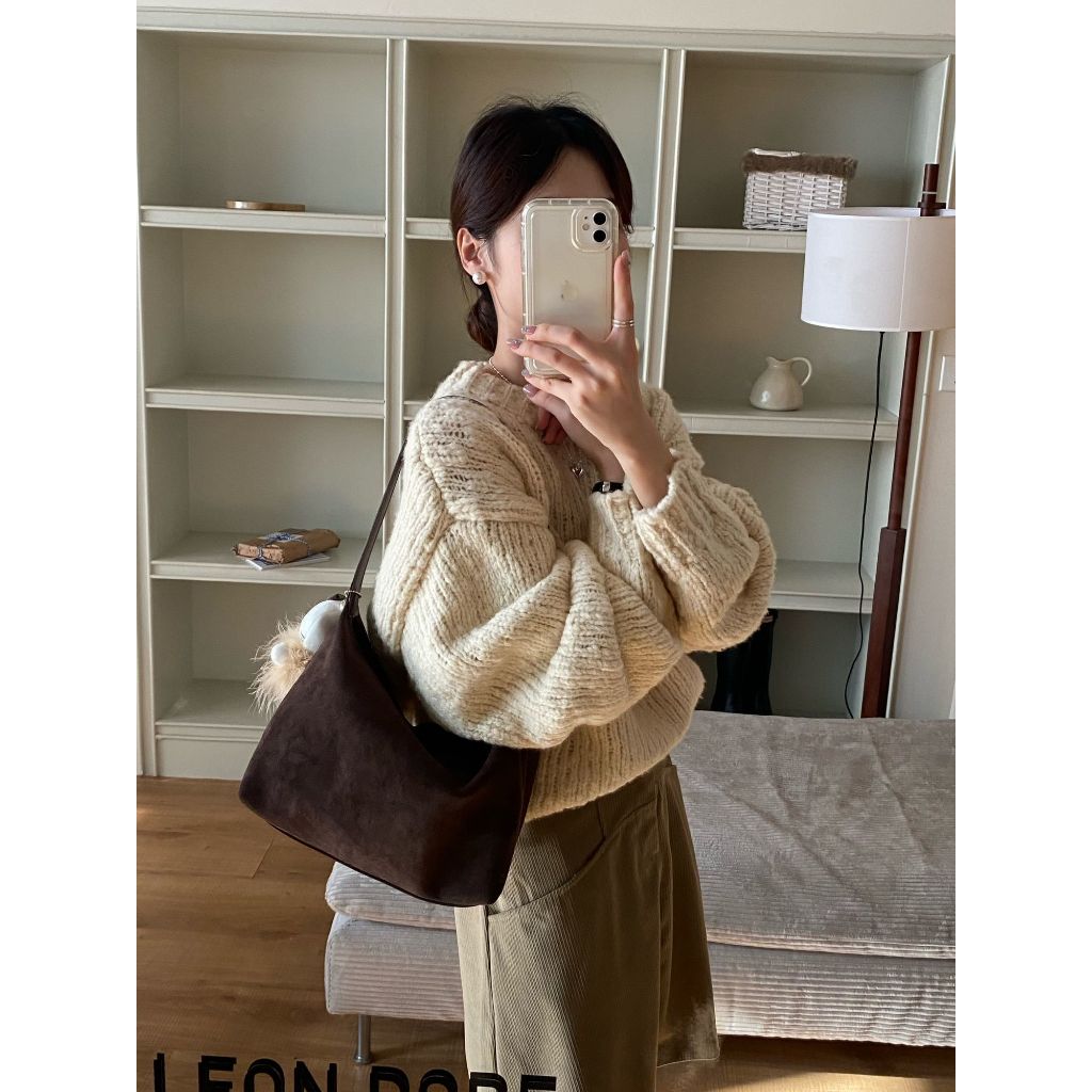 ฤดูใบไม้ร่วงและฤดูหนาวเวอร์ชั่นเกาหลี Retro Suede Simple dumpling BAG