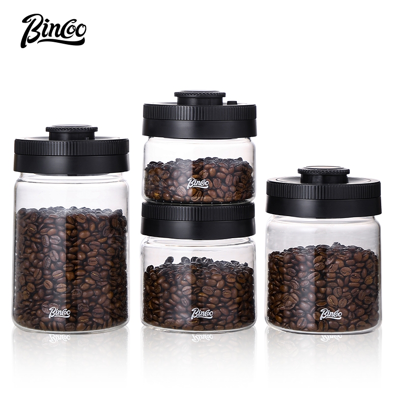 Bincoo เมล็ดกาแฟถังปิดผนึก One-way Exhaust Storage Tank Timed Vacuum Bean Breeding Tank 400ML/600ML/800ML/1200ML