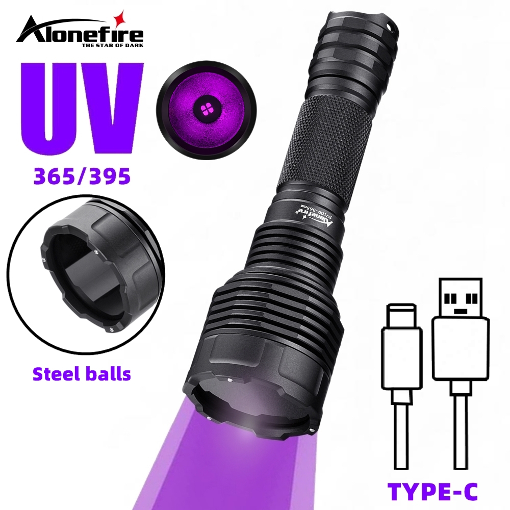 Alonefire SV109 15W UV 365Nm/395Nm High Power Blacklight Usb ไฟฉายที่มองไม่เห็นหมึก Marker แมวสุนัขปัสสาวะ Tinea Ore เงินแมงป่องไฟฉาย