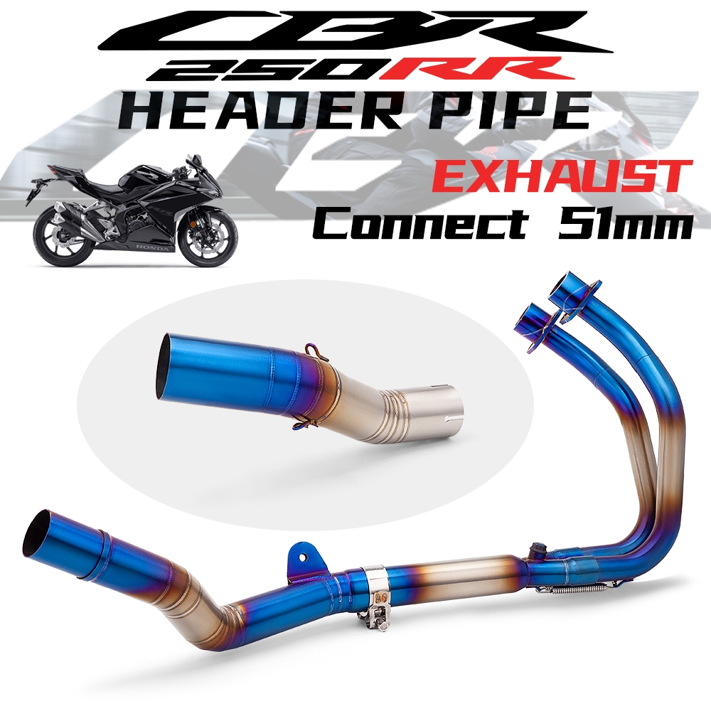สําหรับ CBR250RR 2017-2022 ปีรถจักรยานยนต์ไอเสียดัดแปลงด้านหน้า Link ท่อ Slip-On 51 มม.ท่อไอเสียหรือ