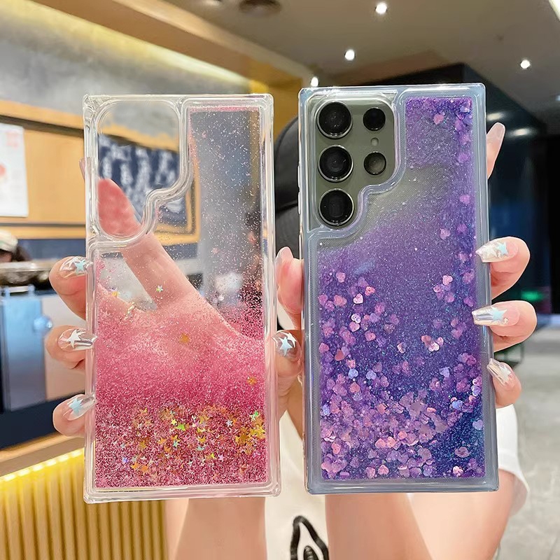 SAMSUNG สําหรับsamsung S25 Ultra S24 S23 S21 Plus S22 Ultra S20 FE Glitter Liquid Bling Quicksandกรณี