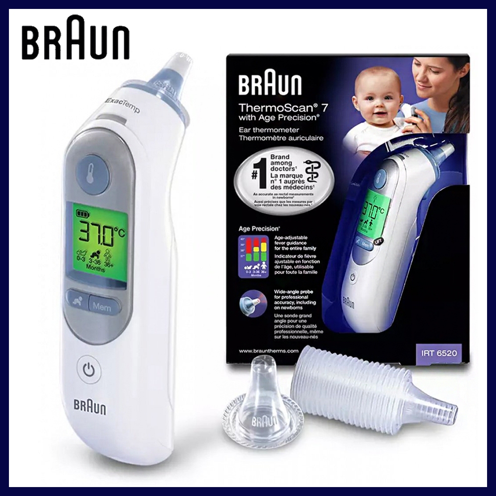 100% 0riginal Ship 24h 1 YearWarranty Braun Thermoscan IRT6520ear เครื่องวัดอุณหภูมิ Braun 6520