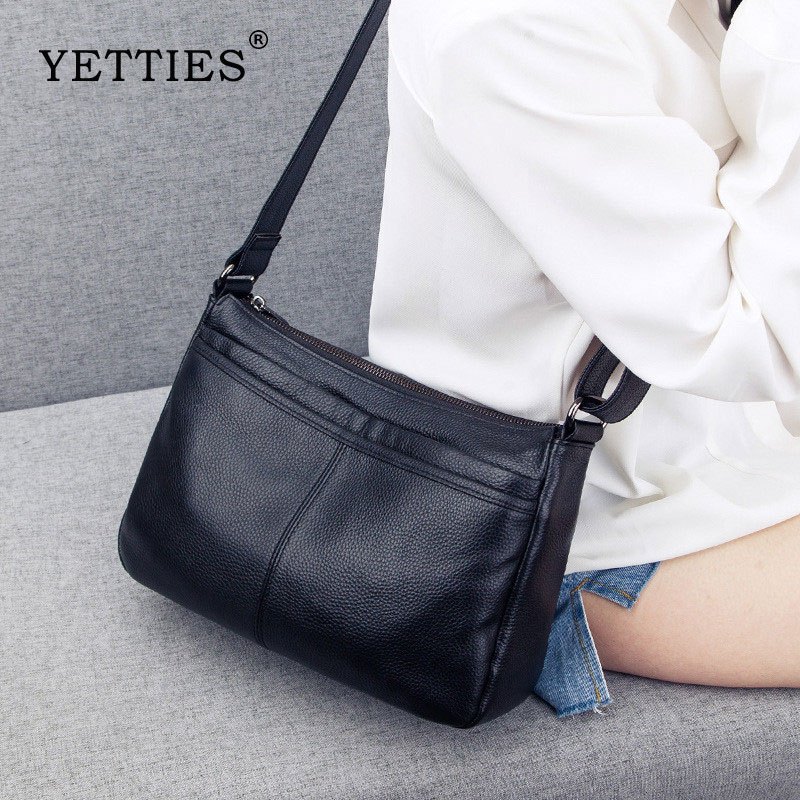 YETTIES กระเป๋าไหล่มัลติฟังก์ชั่นของผู้หญิงหนังแท้กระเป๋าหนังของผู้หญิงความจุขนาดใหญ่
