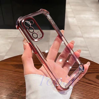 เคส Oppo Reno 5/Reno6/7/12F 5G/12 Pro/11F/Reno11/Reno 10 Pro 5G สี่มุมป้องกันการล่มสลายโปร่งใสเคสโทรศัพท์ SJDK