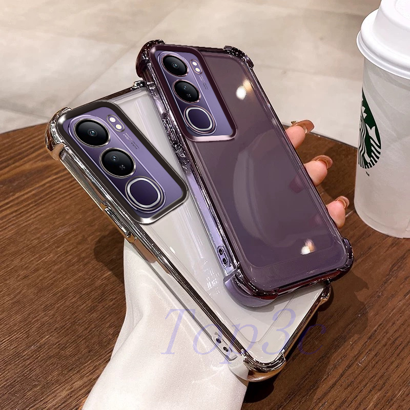 เคส Vivo Y200 5G/V40 Lite/V40 Pro/V30 Pro/V29/V27E/V25Pro/V23 Pro 5G สี่มุมป้องกันการตกเคสโทรศัพท์โปร่งใส SJDK