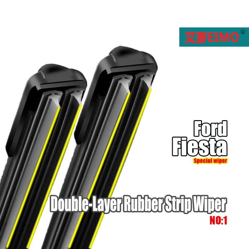 ใบปัดน้ําฝน Ford Fiesta (หน้า+หลัง) สําหรับ FISTA ที่ปัดน้ําฝนกระจกรถยนต์ Double-Layer Rubber Strip Wiper