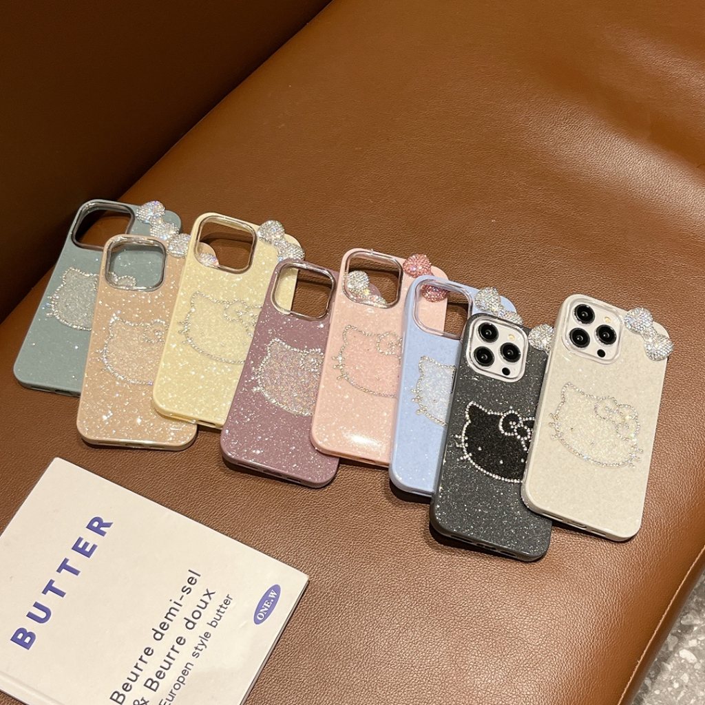 แฟลชเจาะที่มีสีสันหลวมแป้งคิตตี้กุทัณฑ์ IMD เคสโทรศัพท์สําหรับ Iphone 16promax 15 14 13pro max 12 15