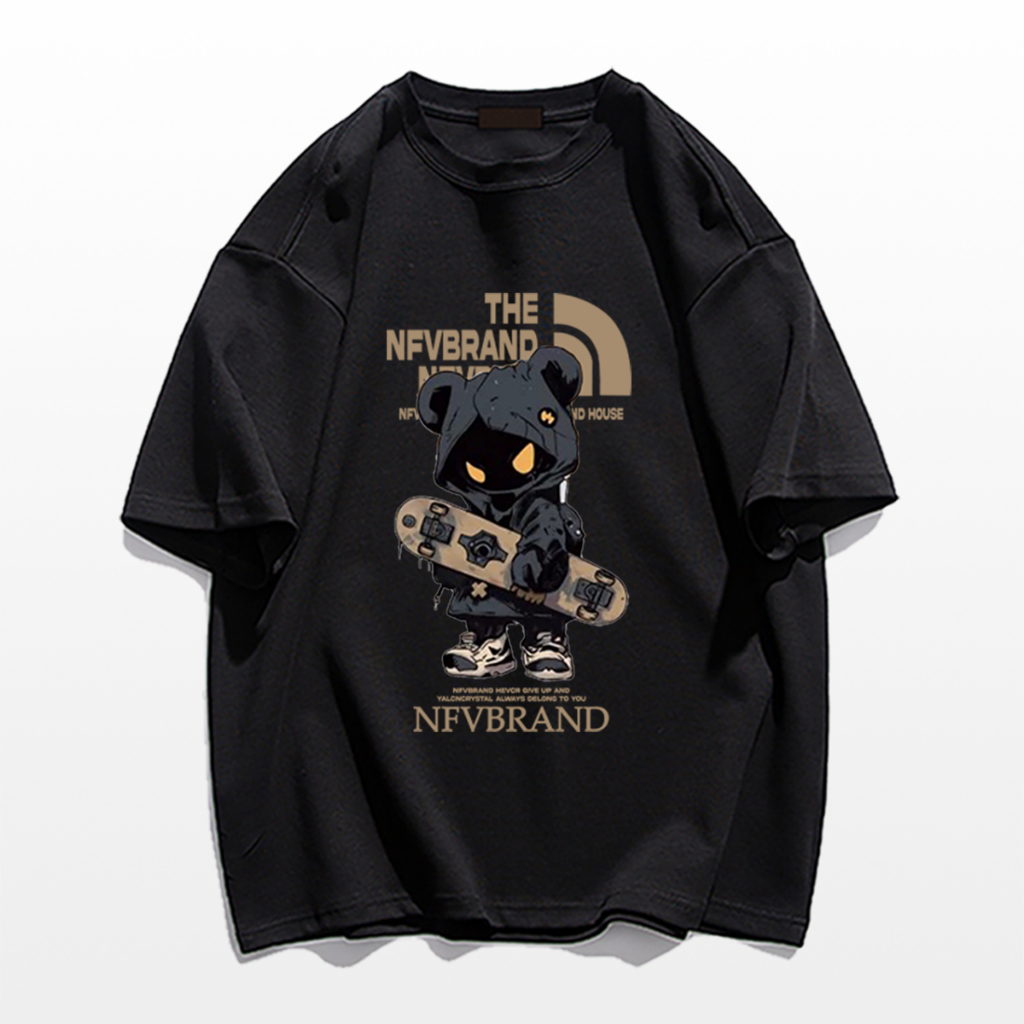 NFV ส่งจากไทย🚚พิมพ์ลายแฟชั่น เสื้อยืดแขนสั้นคอกลม ทรงหลวม ผ้าฝ้ายแท้ สาวอ้วน YG61 - รูปที่ 5