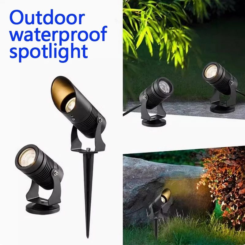 ไฟสนามหญ้า LED IP66 กันน้ํากลางแจ้งสวนไฟอลูมิเนียม COB Spotlight DC12V 220V Spike โคมไฟสําหรับ Home Park Courtyard Villa ภูมิทัศน์ไฟ