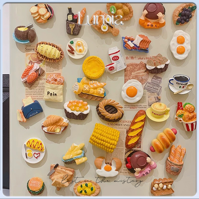 3D FOOD COFFEE แม่เหล็กติดตู้เย็น/อุปกรณ์ตกแต่งตู้/เครื่องประดับ 3D/กระดานข้อความ/สติกเกอร์เอกสารสํานักงาน/อาหารจําลอง/สติกเกอร์ตู้เย็นน่ารัก/รุ่นอาหาร