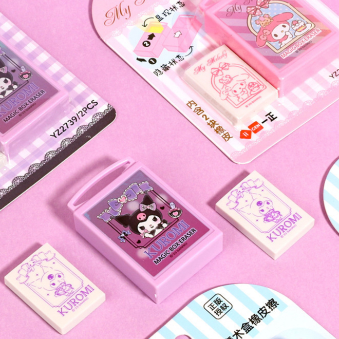 Sanrio Kuromi Magic Box Eraser Creative Cinnamon Dog Influencer Drawer Like Leather - รูปที่ 3