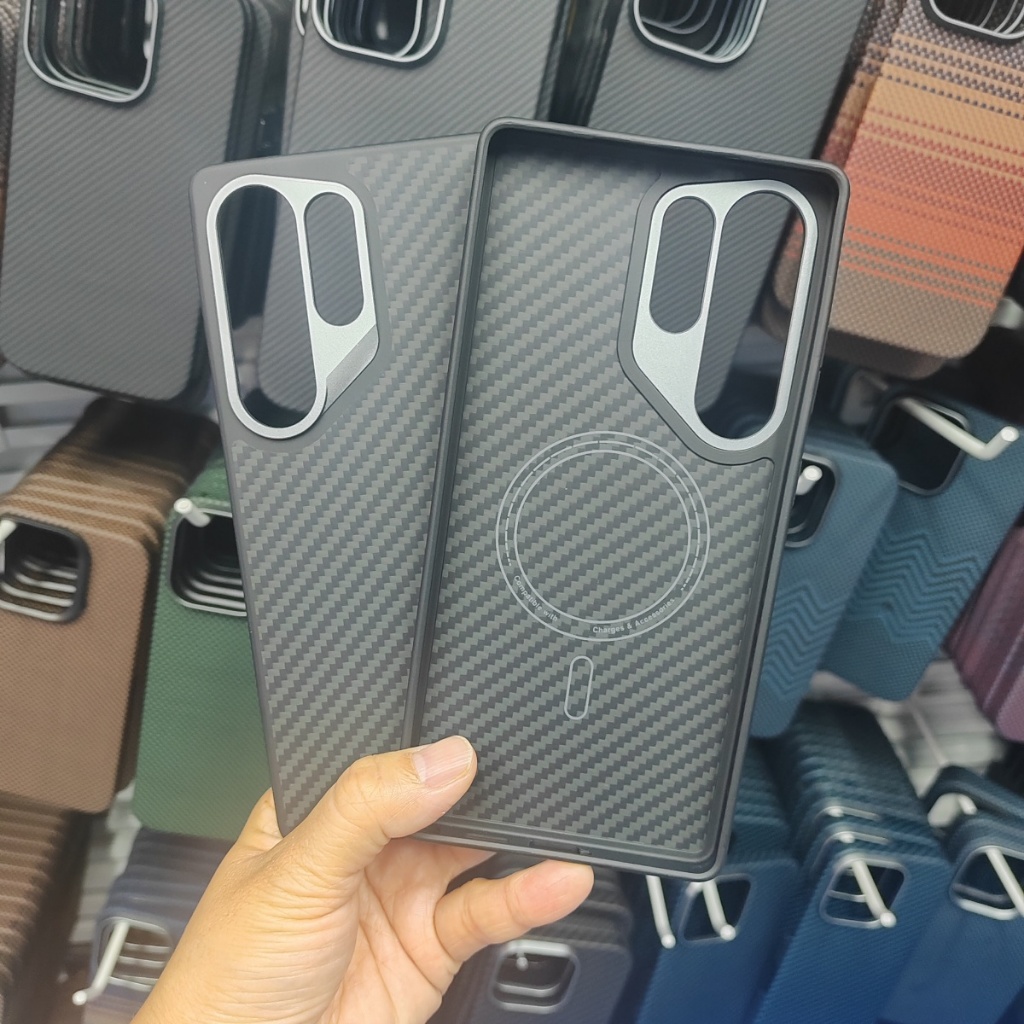 สําหรับ Samsung Galaxy S25 Ultra Carbon Aramid Fiber Magnetic Wireless Charging สําหรับ Galaxy S25 Ultra Edge TPU กันชนกรณี