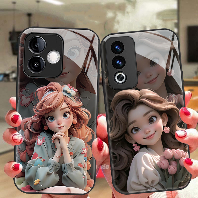 เคส OPPO Reno 13F 13 12 12F Reno11 Reno11F Reno10 A3 A5 A6 Pro 5G เคส OPPO Reno 13 12 12F 10 11 8T 8Z 7Z 5G เคสโทรศัพท์ เคสโทรศัพท์มือถือแบบแก้ว กันกระแทก กันรอยเลนส์กล้อง ลายเจ้าหญิงรันอเวย์น่ารัก หรูหรา สําหรับ