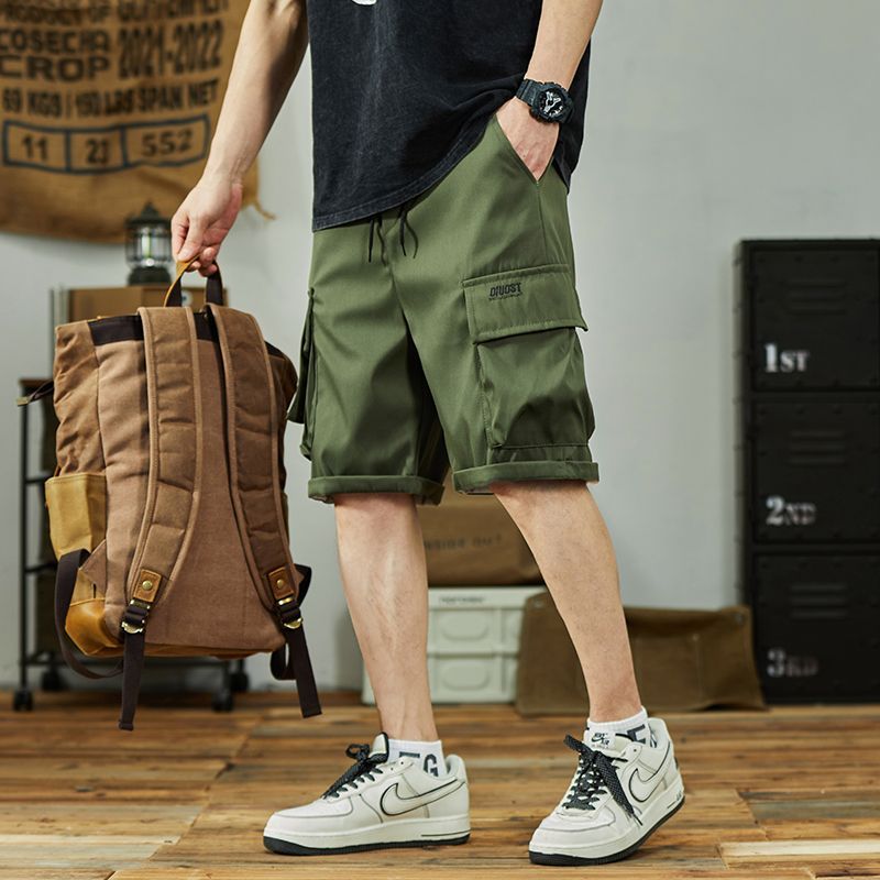 กางเกงขาสั้นคาร์โก้ผู้ชาย สามสี M-5XL มีกระเป๋าหลายช่อง สไตล์สตรีท อินเทรนด์ ระบ
