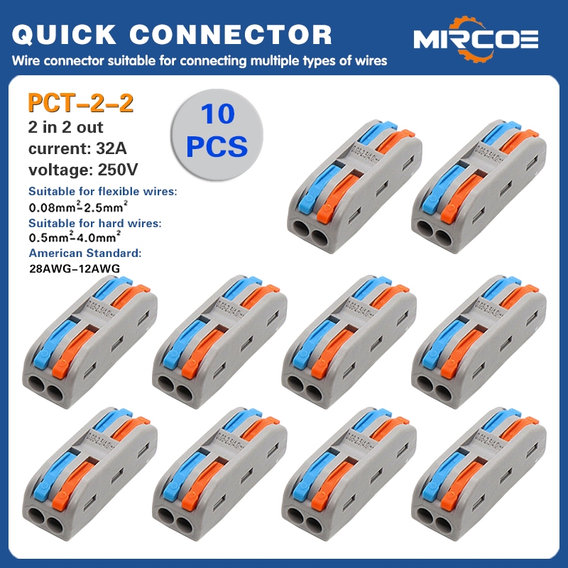 MIRCOE 10 ชิ้นชุด Quick Wire Terminal Connector Universal สายไฟ Out Wire Splitter Connector