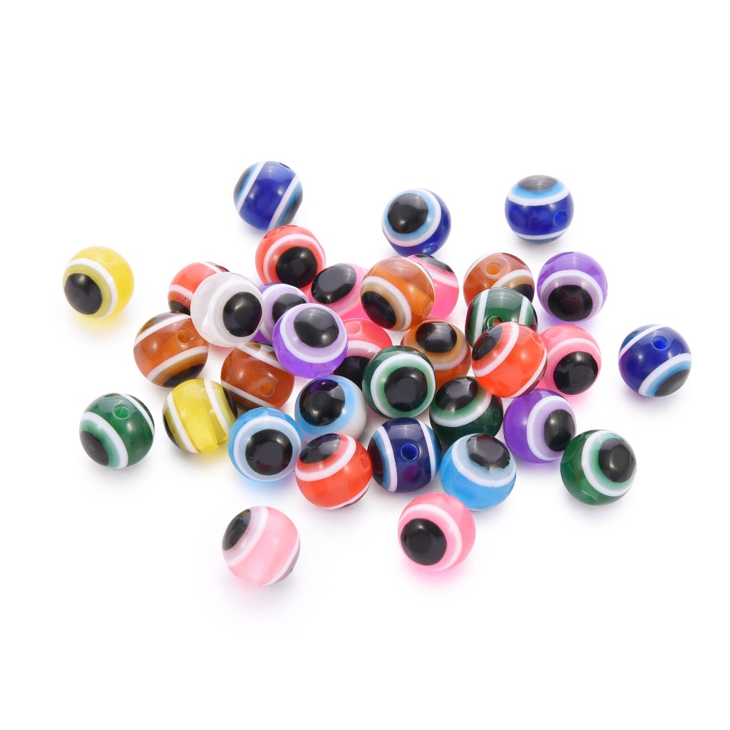 ดวงตาปีศาจ 100 ชิ้น, สร้อยข้อมือ ทําเอง, อุปกรณ์สร้อยคอ, วัสดุลูกปัดกลม