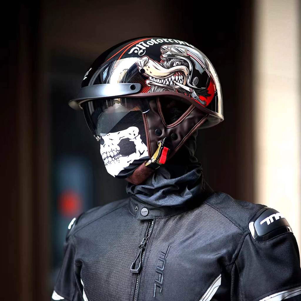 ที่ไม่ซ้ํากันย้อนยุคครึ่งหมวกกันน็อคหมวกกันน็อครถจักรยานยนต์รถจักรยานยนต์ผู้ชายผู้หญิงหมวกกันน็อค - รูปที่ 4