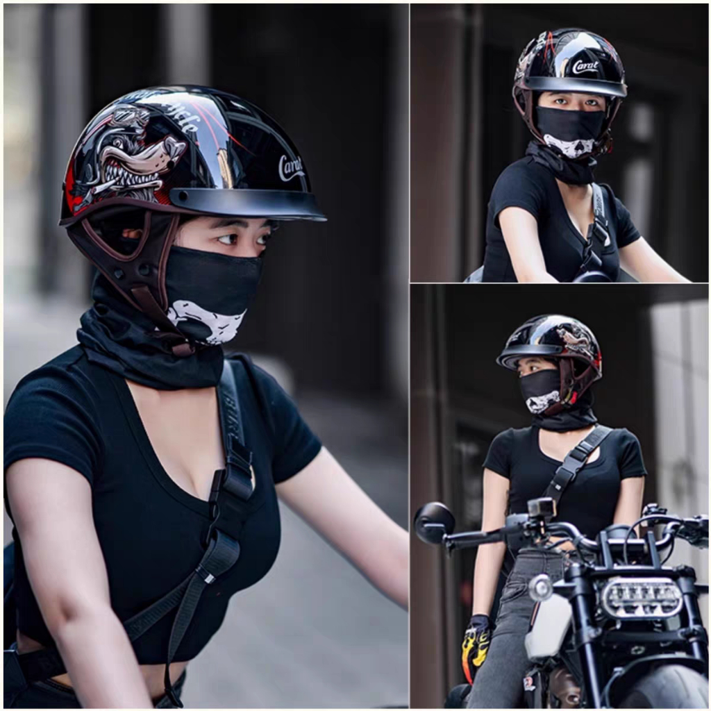 ที่ไม่ซ้ํากันย้อนยุคครึ่งหมวกกันน็อคหมวกกันน็อครถจักรยานยนต์รถจักรยานยนต์ผู้ชายผู้หญิงหมวกกันน็อค - รูปที่ 5
