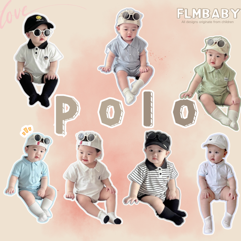 แขนสั้นหล่อโปโลเด็กชายชุดรอมเปอร์ฤดูร้อนเสื้อผ้าเด็ก0-24เดือน