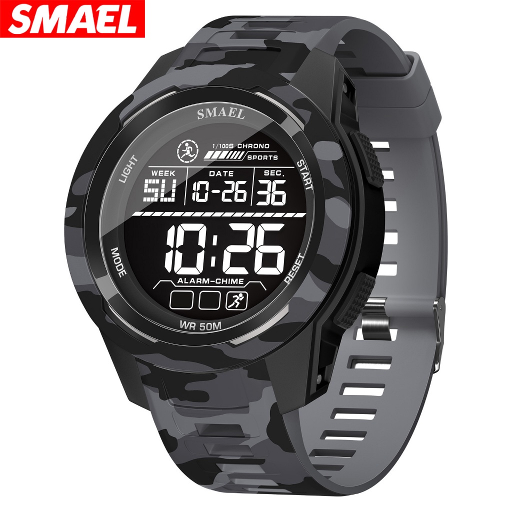 Smael ยี่ห้อผู้ชาย Electronics นาฬิกา 8105 Camouflage TPU Band กลางแจ้งทหารกีฬานาฬิกากันน้ํา Digital