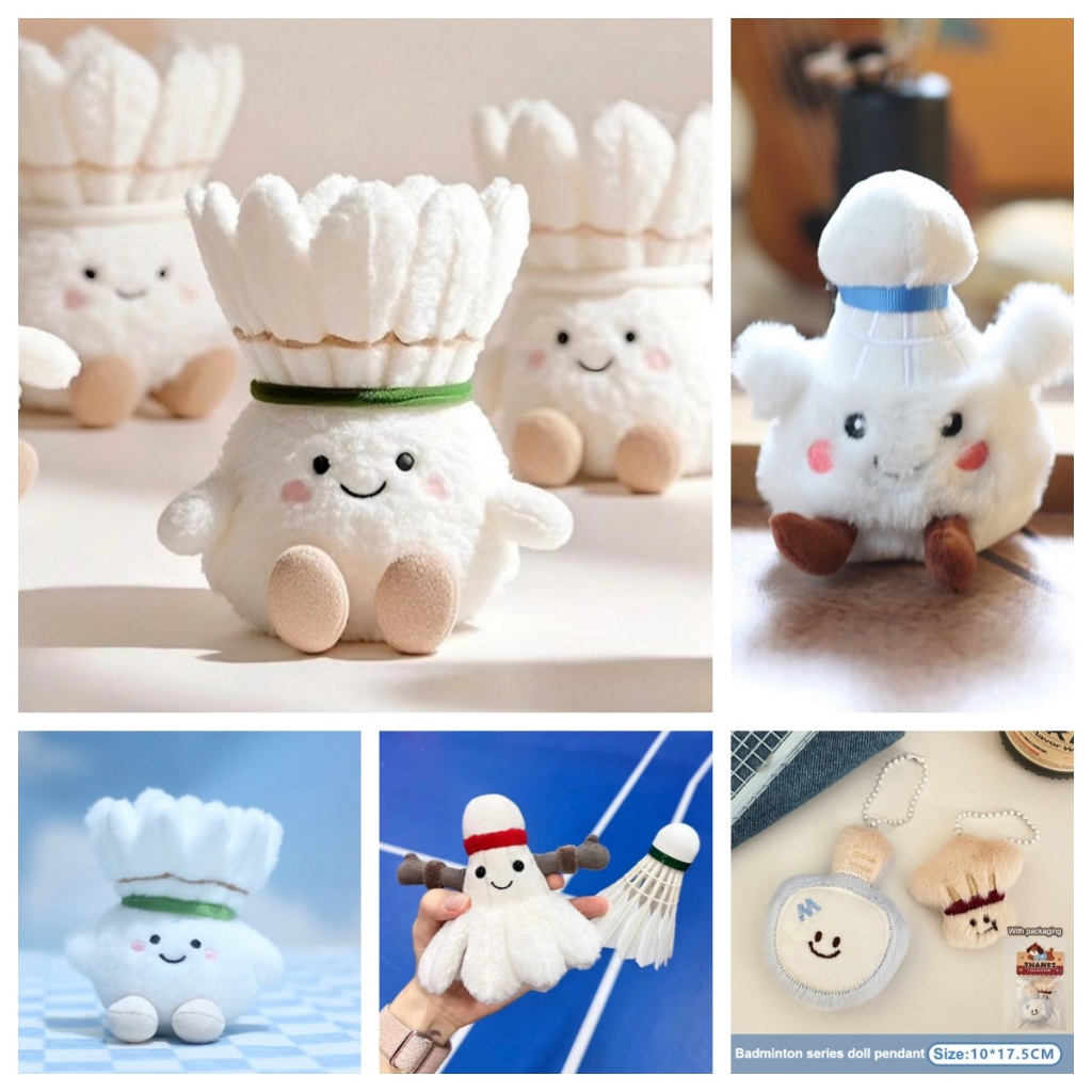 KTH 15 ซม.น่ารักการ์ตูนแบดมินตันตุ๊กตาพวงกุญแจ Creative Kawaii Furry ตุ๊กตาของเล่นของขวัญนุ่มกระเป๋าเป้สะพายหลังจี้ร้อน