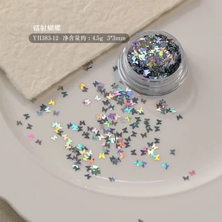 Rou Bao เล็บเลเซอร์ Glitter เลื่อมหัวใจผีเสื้อ Starburst Girly เล็บ Art DIY Charms ตกแต่ง