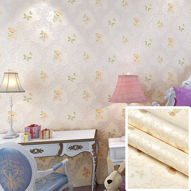 1ม้วนหมีอบอุ่นวอลล์เปเปอร์ติดด้วยตนเอง Sticks 3D Decals กันน้ํา Wall Home Decor
