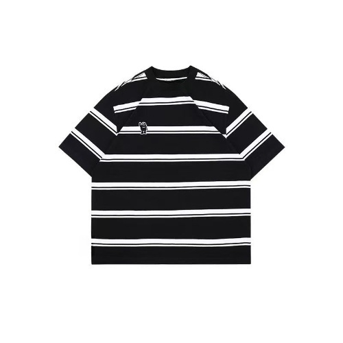 ProMan-เสื้อยืดลายทางย้อนยุคสไตล์ญี่ปุ่น  แขนสั้นพิมพ์ลายการ์ตูนผู้ชาย  คอกลม  สีต่อ  ยอดนิยม - รูปที่ 2