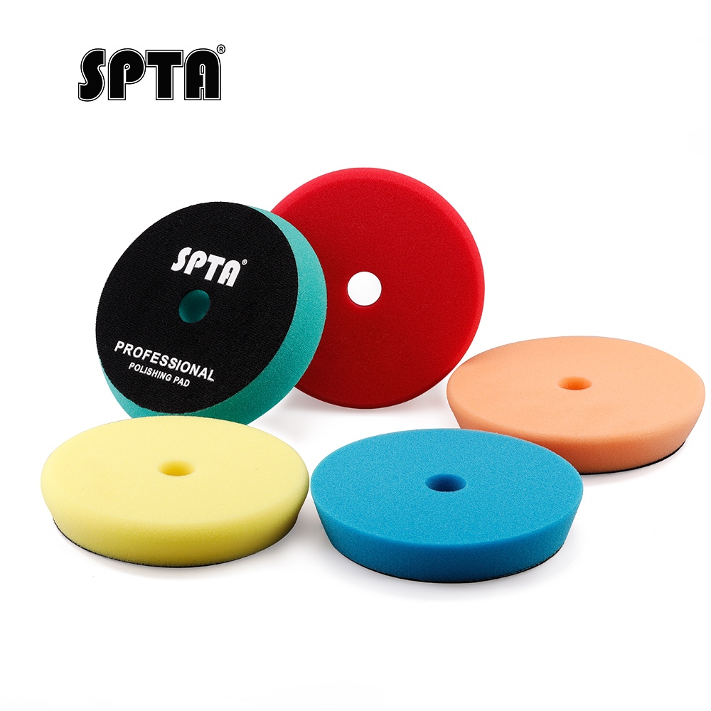 Spta 3"(80mm)/5"(125mm)/6"(150mm) Flat Car Buffing Polishing Pads สําหรับ DA/RO Car Buffing Polisher