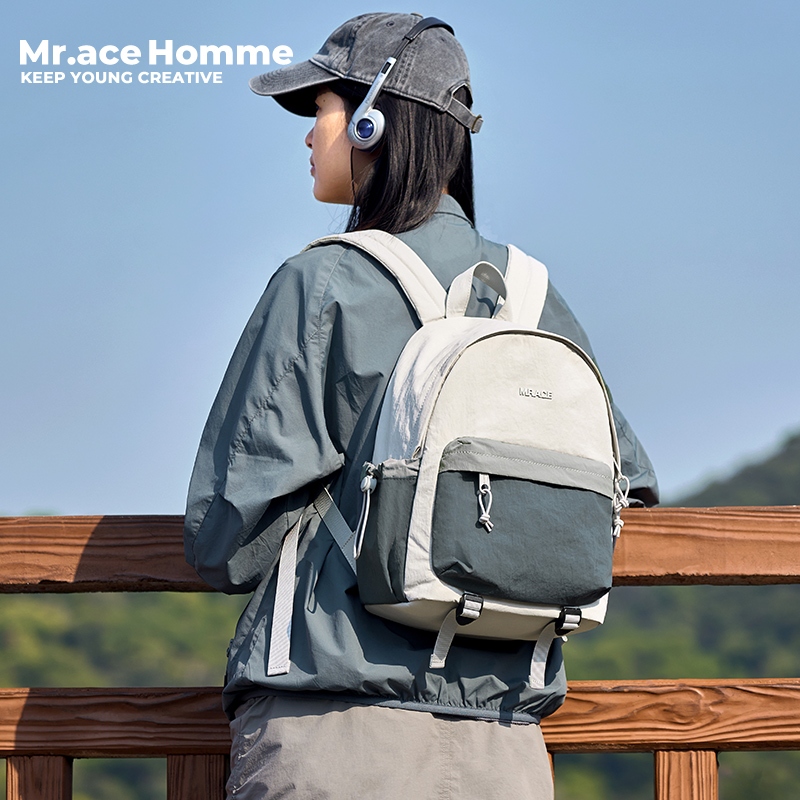 Mr.ace Homme 3285 กระเป๋าเป้สะพายหลังเดินทางกลางแจ้งน้ําหนักเบากันน้ํา Campus Unisex กระเป๋านักเรียน