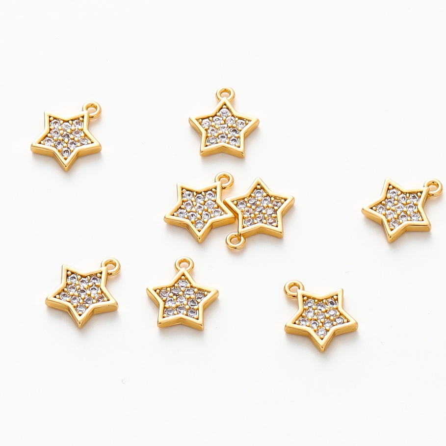 St. kunkka 2 ชิ้น 18K สี Retention ทองแท้ Five-pointed Star จี้แฟชั่นอุปกรณ์เสริมสําหรับ diy เครื่องประดับสร้อยคอจี้