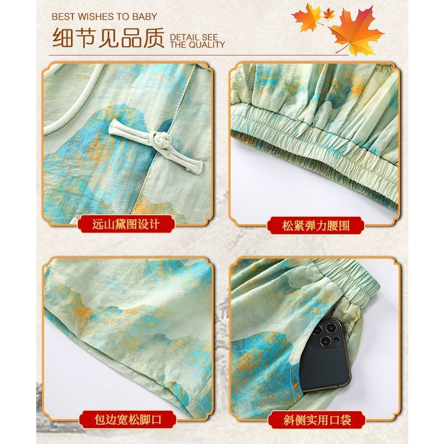 เด็กชายฮันเสื้อผ้าสูทเด็กชายรสสูทสไตล์จีนชุดสองชิ้นเด็กบางสไตล์ - รูปที่ 4