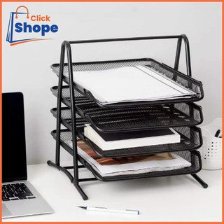 CLICK SHOPE 3/4/5 Layer Metal File Sliding Tray Desk File Organizer Multi-Function Office Document Paper Tray