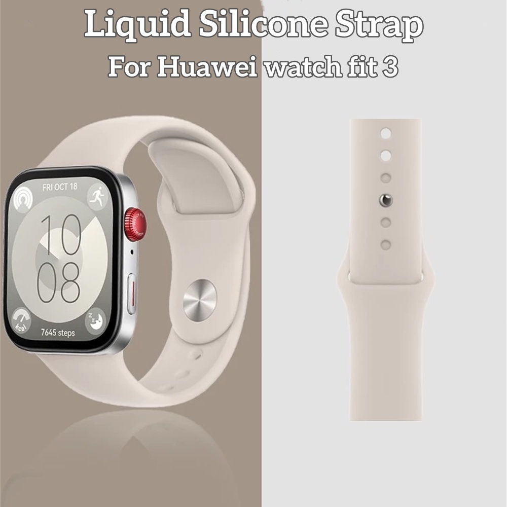 สายรัดซิลิโคนเหลวสําหรับ Huawei watch fit 4 pro สร้อยข้อมือเปลี่ยนยางระบายอากาศแบบนุ่มสําหรับ Huawei fit3 อุปกรณ์เสริมผู้ชายผู้หญิง